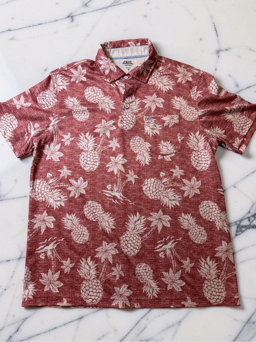 Izod Red Pineapple Print Polo